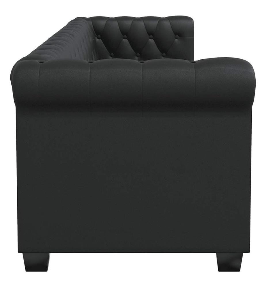 Canapé Chesterfield à 3 places cuir synthétique noir