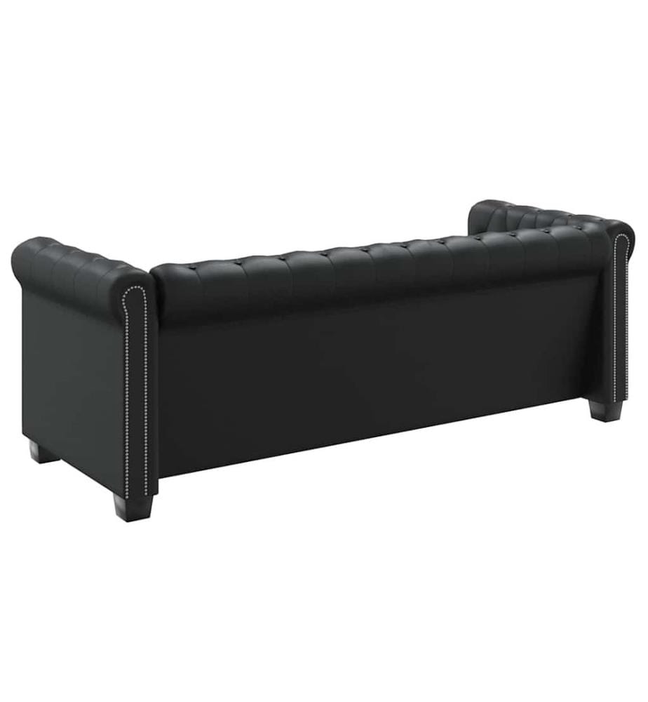 Canapé Chesterfield à 3 places cuir synthétique noir