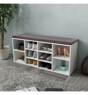 Schuhschrank Schuhbank Sitzbank 10 Fächer weiss