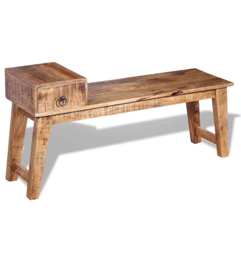 Banc avec tiroir Bois de manguier massif 120x36x60 cm