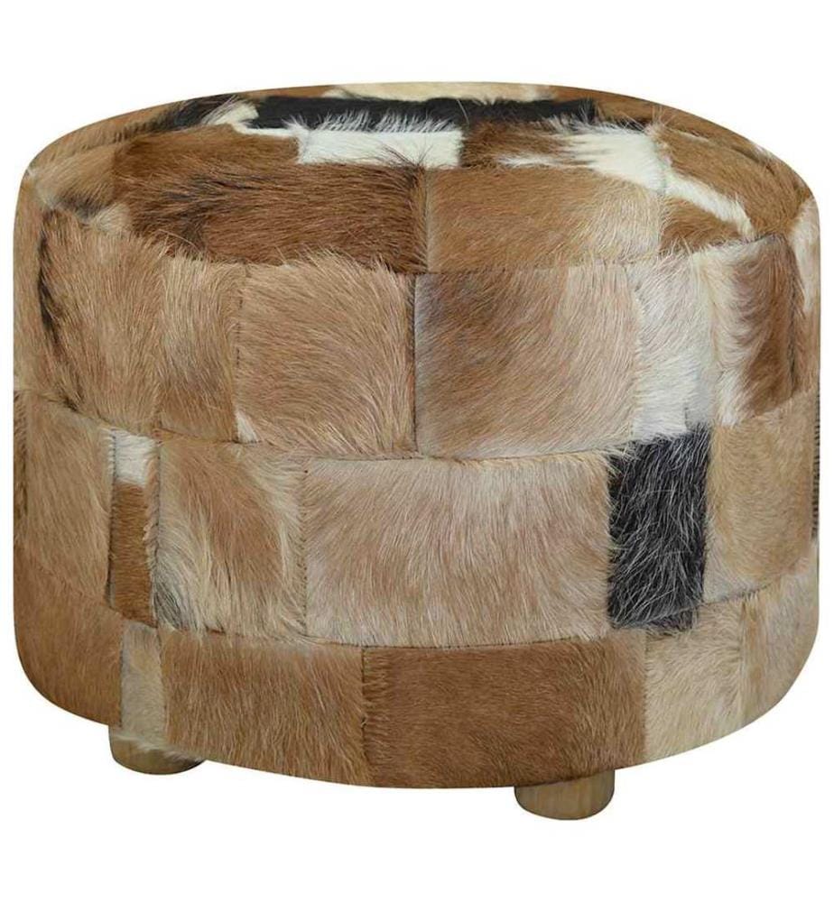 Pouf cuir de chèvre Rond 50 x 50 x 45 cm