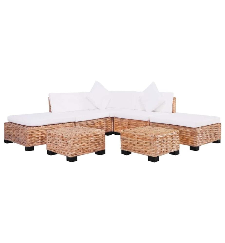 Sofagarnitur 18-tlg. Natürliches Rattan