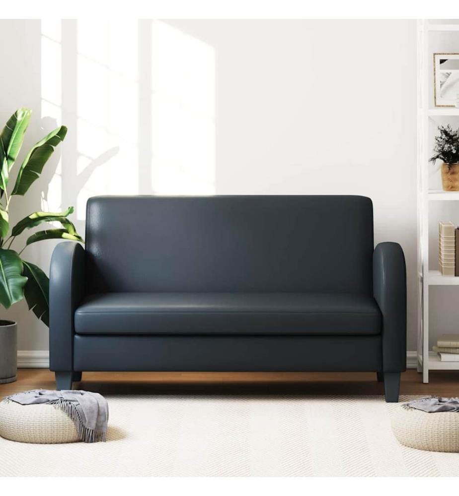 Sofa 2-Sitzer Kunstleder Schwarz