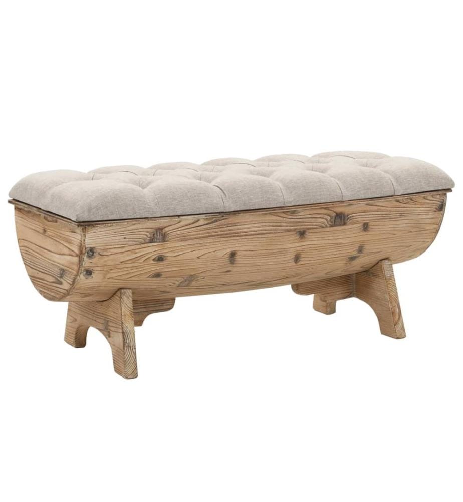 Banc de rangement Bois massif et tissu 103 x 51 x 44 cm
