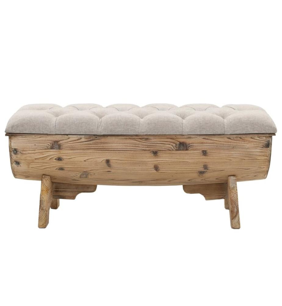 Banc de rangement Bois massif et tissu 103 x 51 x 44 cm