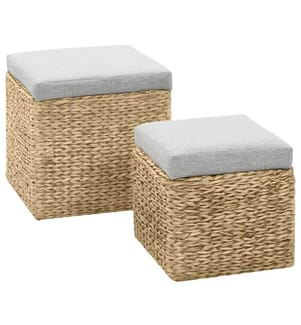 Ottoman-Set 2 Stk. Seegras Grau