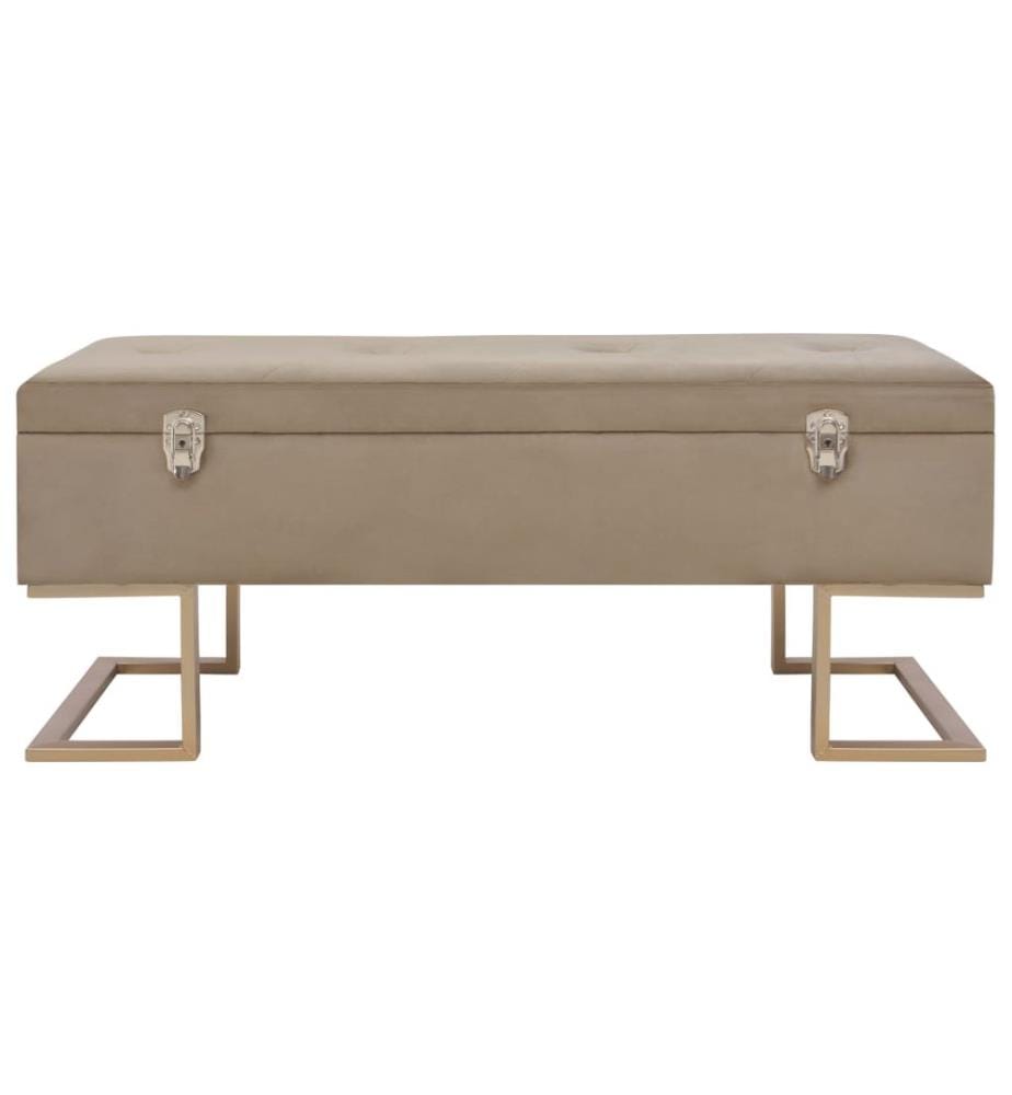 Banc avec compartiment de rangement 105 cm Beige Velours