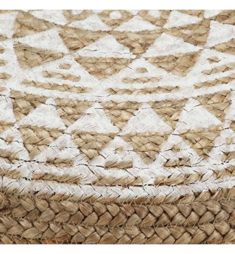 Handgefertigter Sitzpuff Weiss 45x30 cm Jute