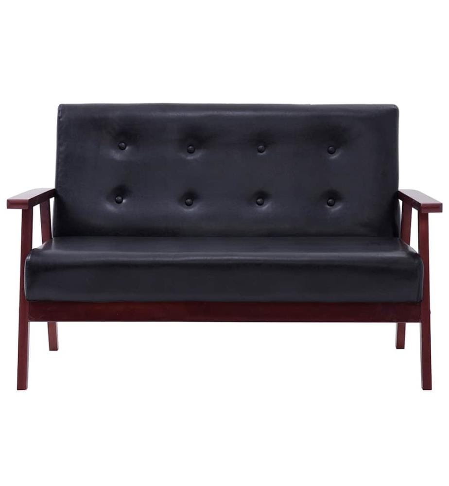 Sofa 2-Sitzer Schwarz Kunstleder