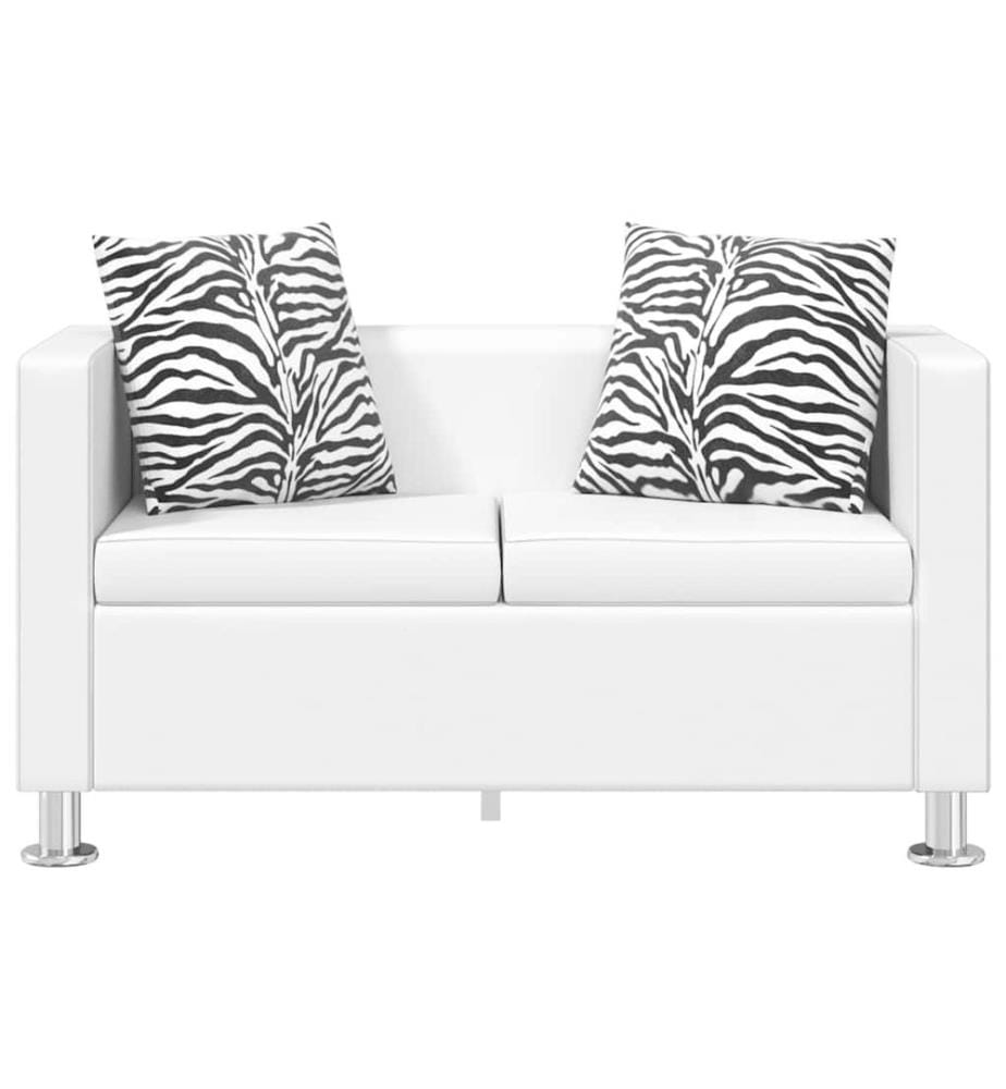 Sofagarnitur Kunstleder 3-Sitzer + 2-Sitzer Weiss