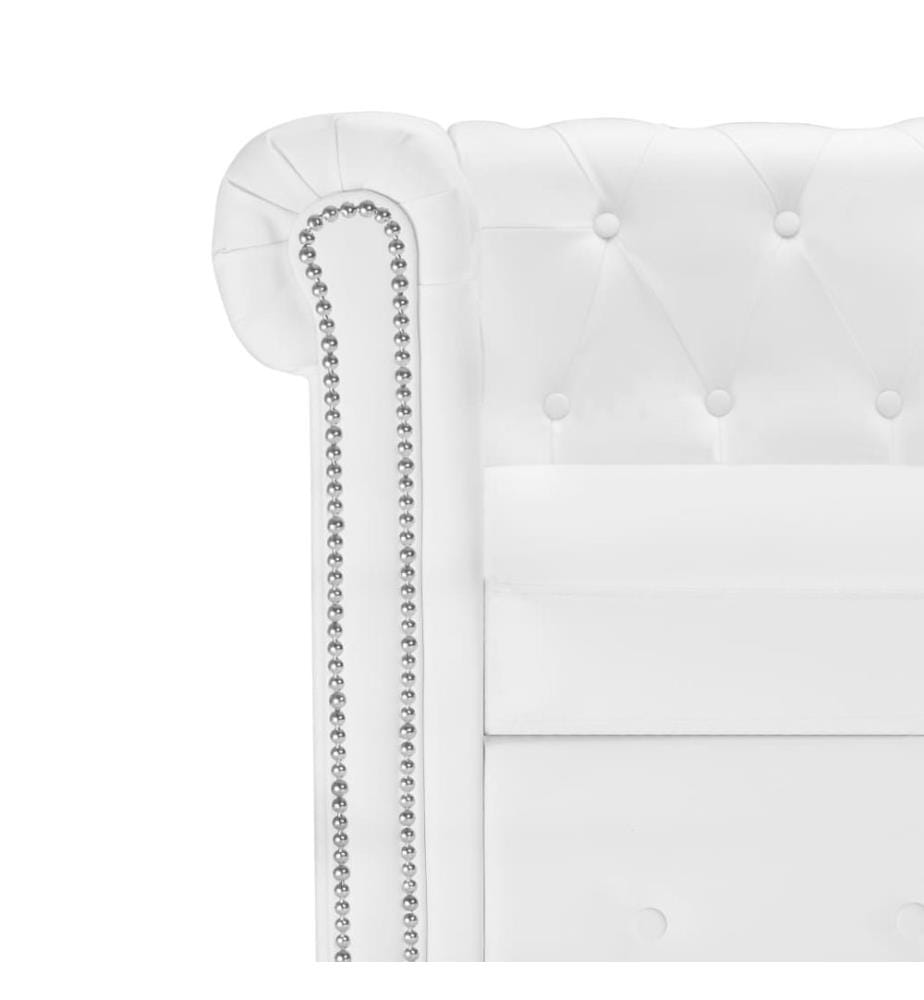 Canapé Chesterfield en forme de L cuir synthétique blanc
