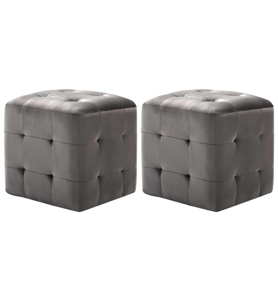 Pouf 2 Stk. Grau 30x30x30 cm Samtstoff