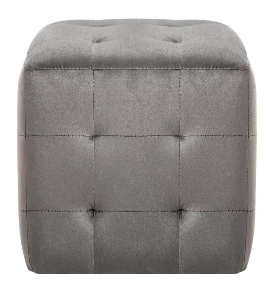Pouf 2 Stk. Grau 30x30x30 cm Samtstoff
