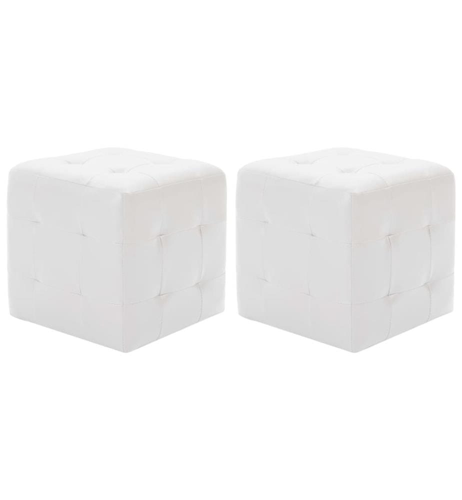 Pouf 2 Stk. Weiss 30x30x30 cm Kunstleder