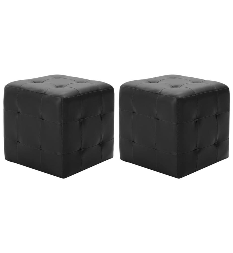 Pouf 2 Stk. Schwarz 30x30x30 cm Kunstleder
