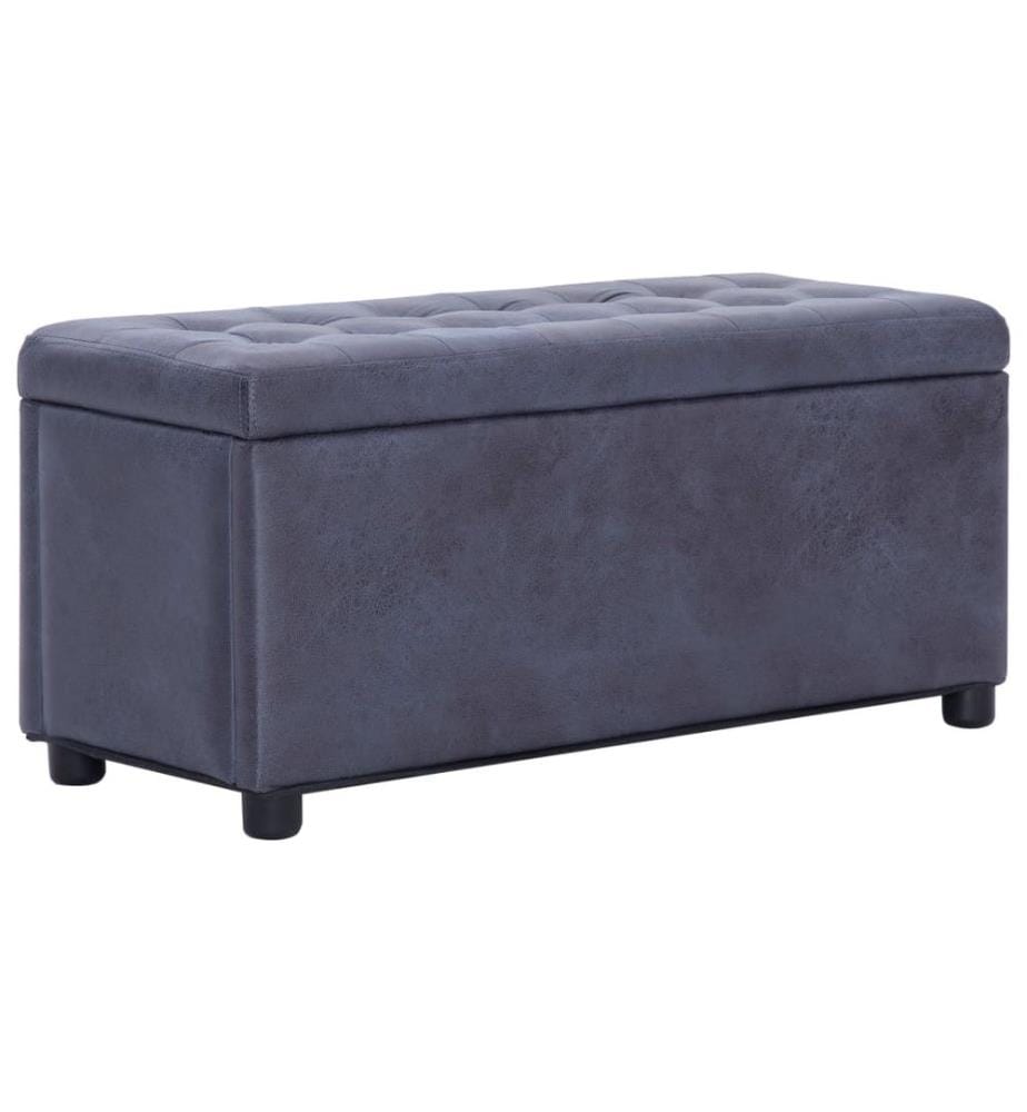 Ottoman mit Stauraum 87,5 cm Grau Wildleder-Optik