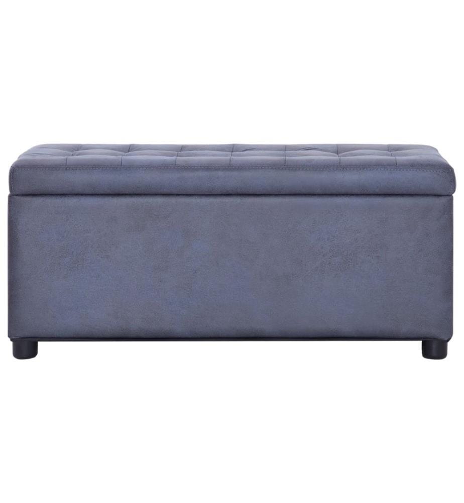 Ottoman mit Stauraum 87,5 cm Grau Wildleder-Optik