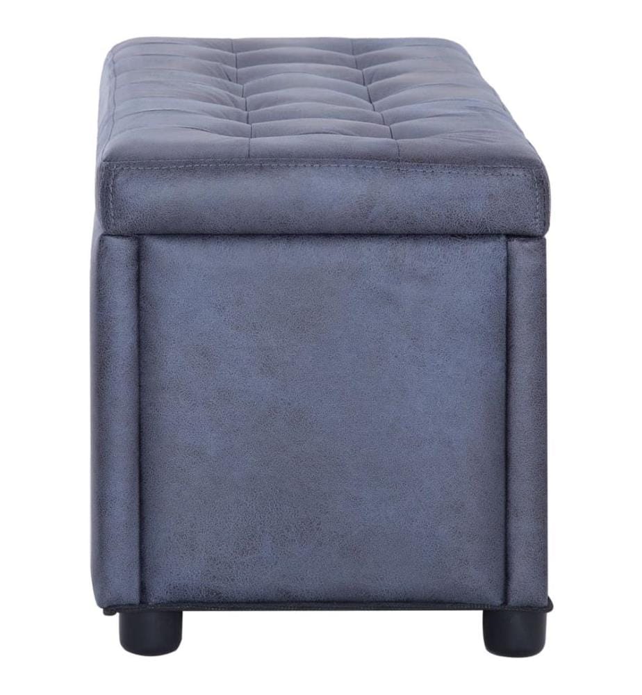 Ottoman mit Stauraum 87,5 cm Grau Wildleder-Optik