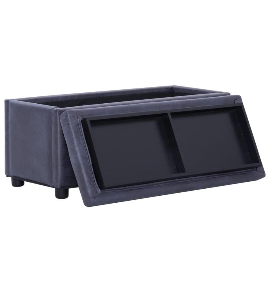 Ottoman mit Stauraum 87,5 cm Grau Wildleder-Optik