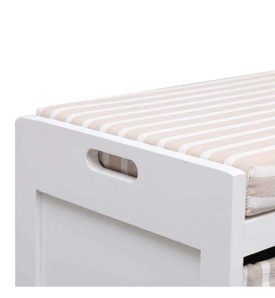 Banc d'entrée Blanc 70 x 33,5 x 45 cm Bois de Paulownia