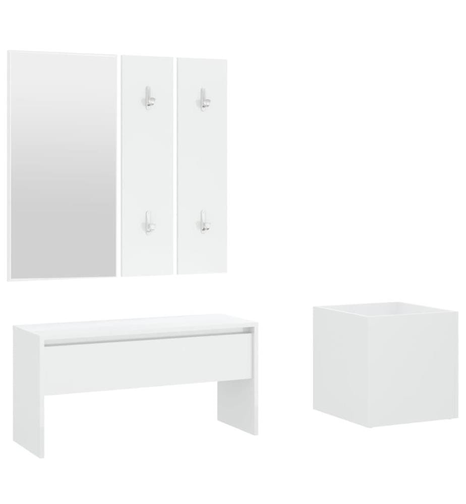 Garderoben-Set Weiss Holzwerkstoff