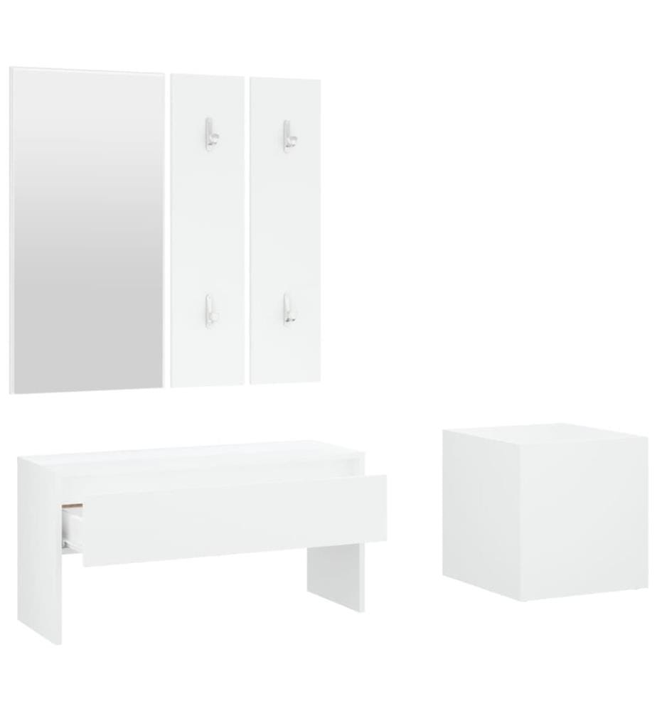 Garderoben-Set Weiss Holzwerkstoff