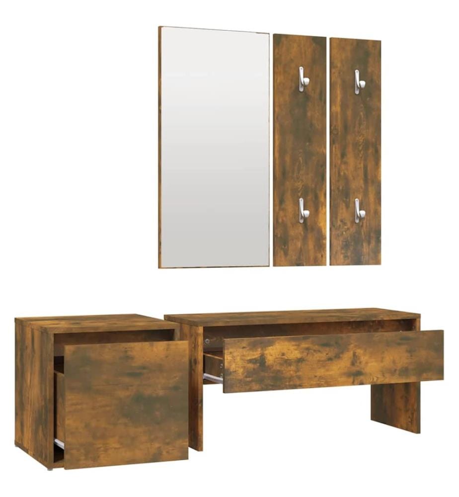 Ensemble de meubles de couloir Chêne fumé Bois d'ingénierie