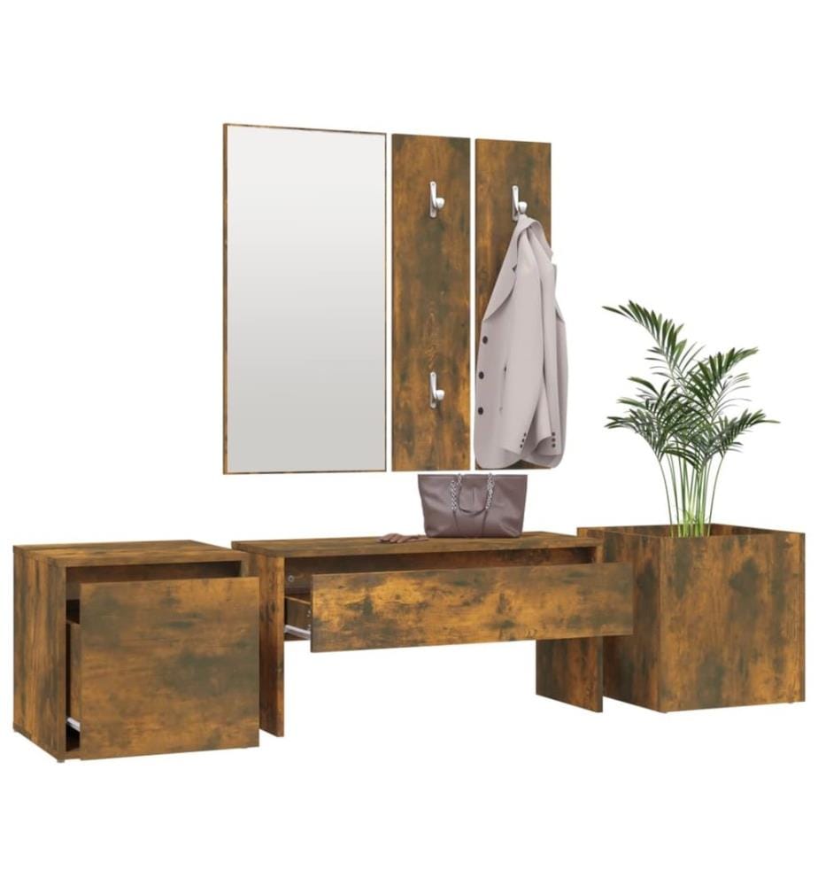 Garderoben-Set Räuchereiche Holzwerkstoff