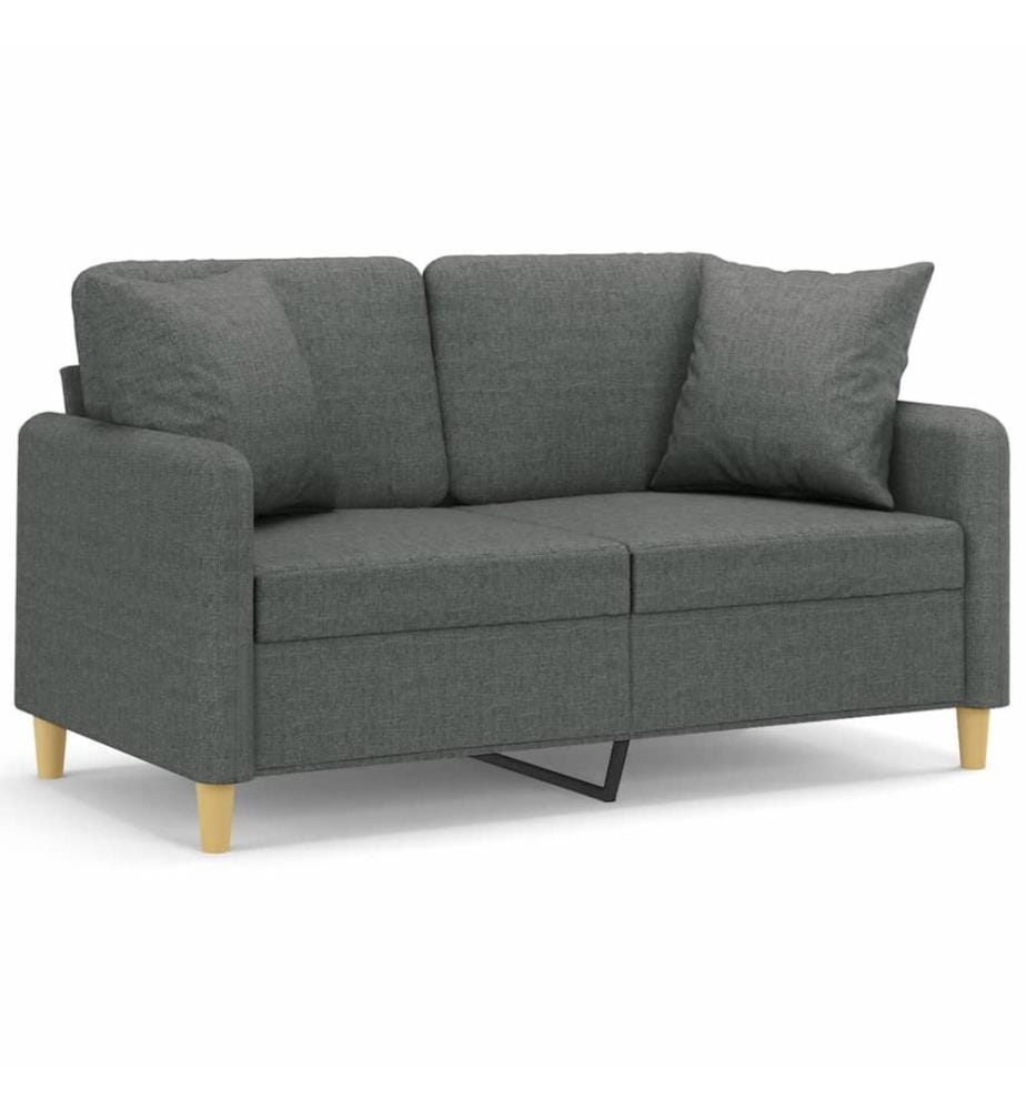 2-Sitzer-Sofa mit Zierkissen Dunkelgrau 120 cm Stoff