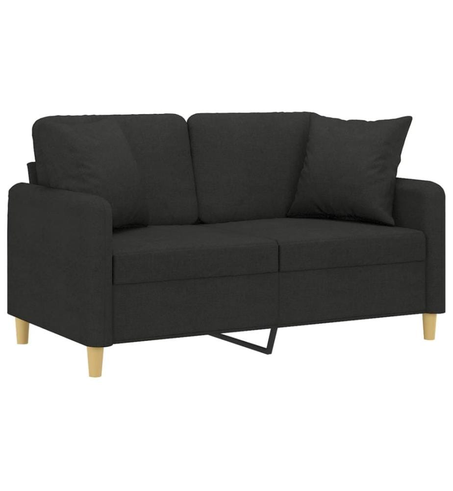 2-Sitzer-Sofa mit Zierkissen Schwarz 120 cm Stoff