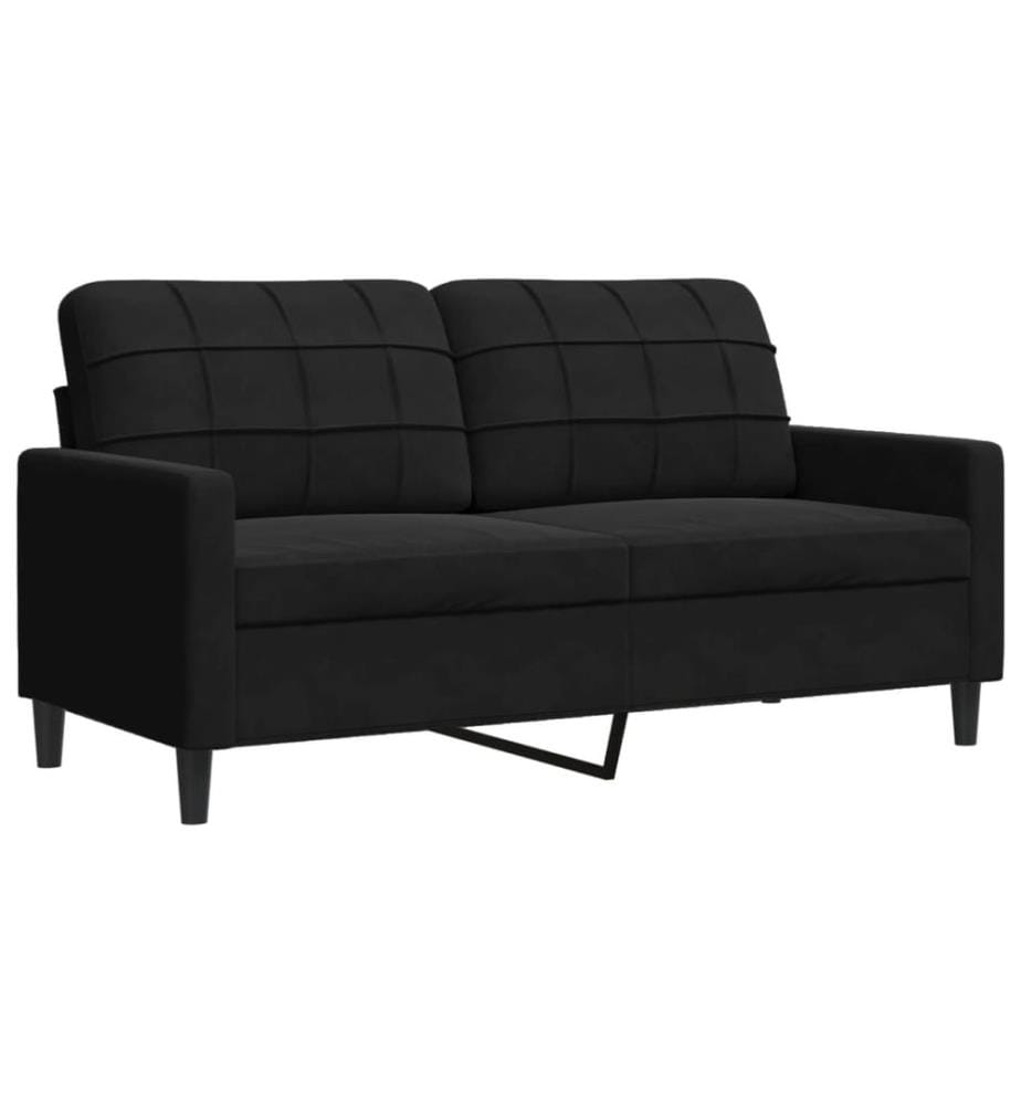 Ensemble de canapés 3pcs et coussins et traversins noir velours