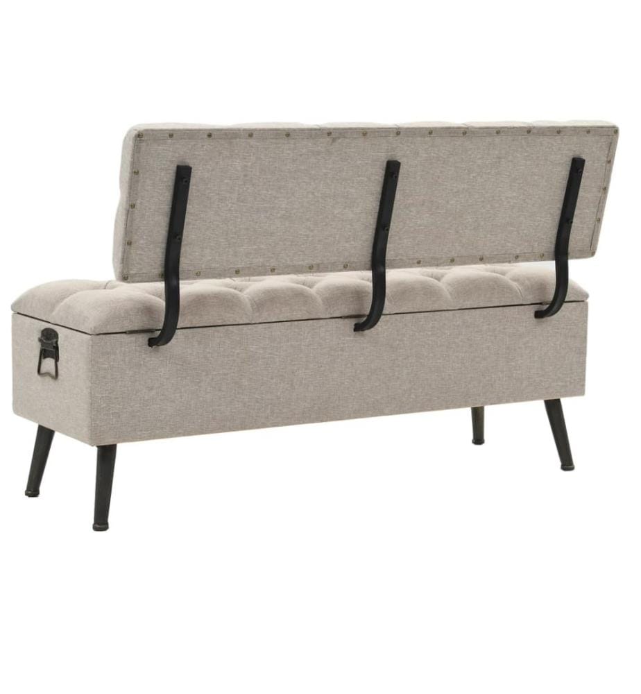 Banc de rangement avec dossier 110 cm Crème Tissu