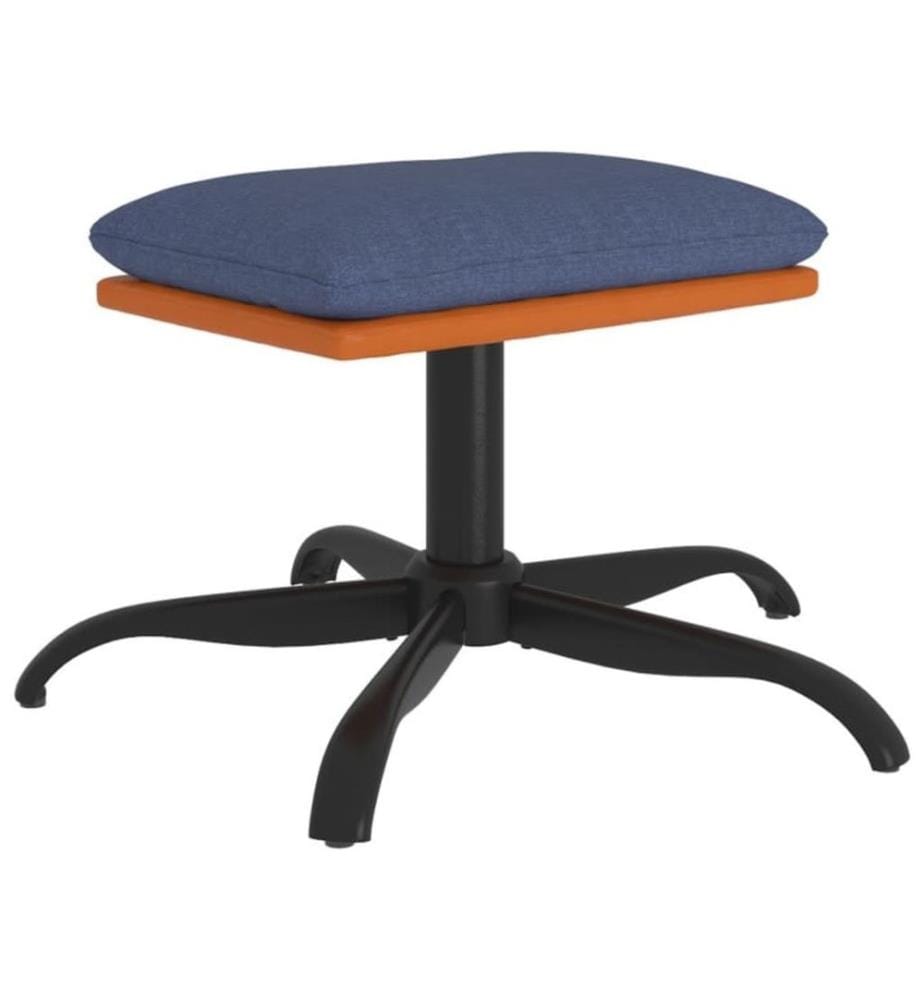 Fusshocker Blau 60x60x36 cm Stoff und Kunstleder