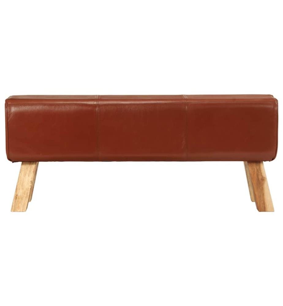 Banc de bok de gymnastique marron 110 cm cuir véritable et bois