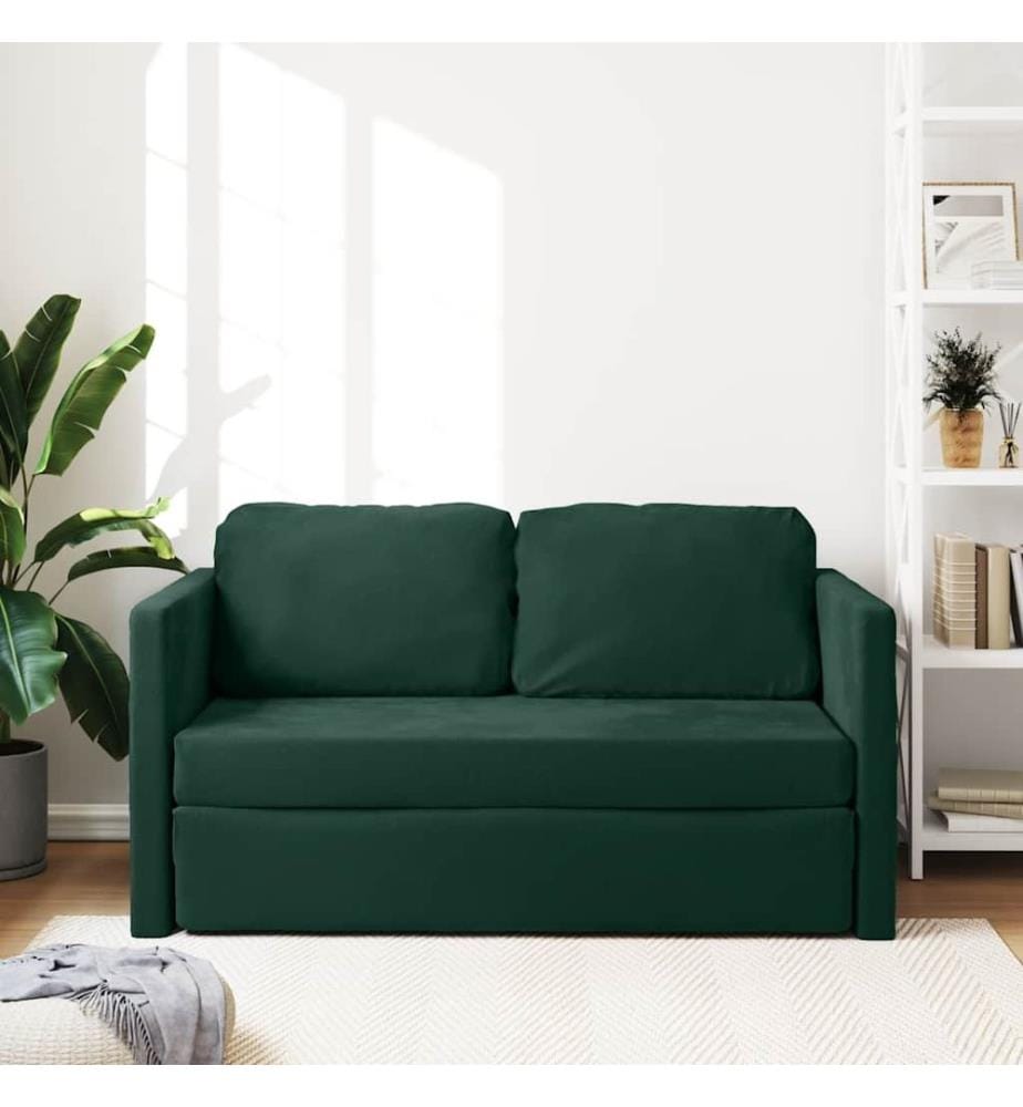 Bodensofa mit Schlaffunktion Dunkelgrün 122x204x55 cm Samt