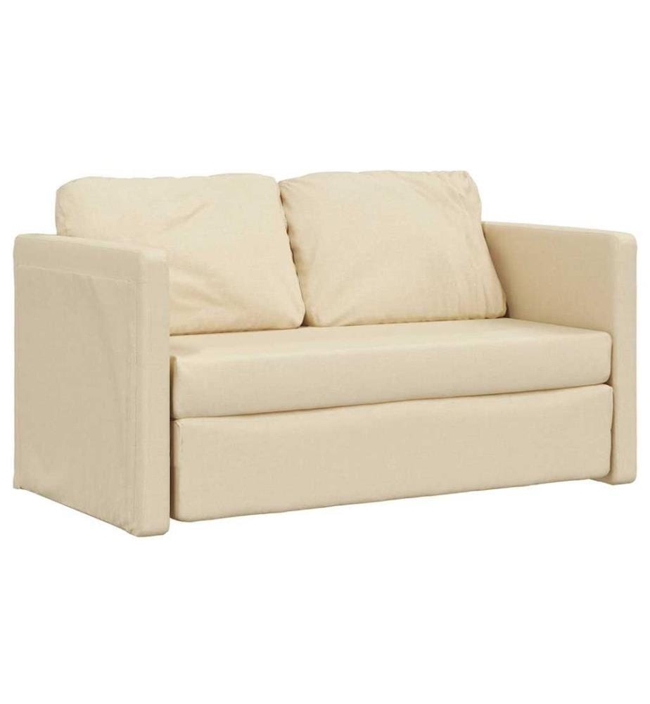 Bodensofa mit Schlaffunktion Creme 112x174x55 cm Stoff