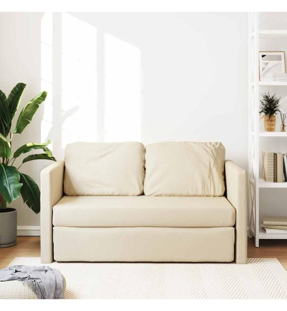 Bodensofa mit Schlaffunktion Creme 112x174x55 cm Stoff