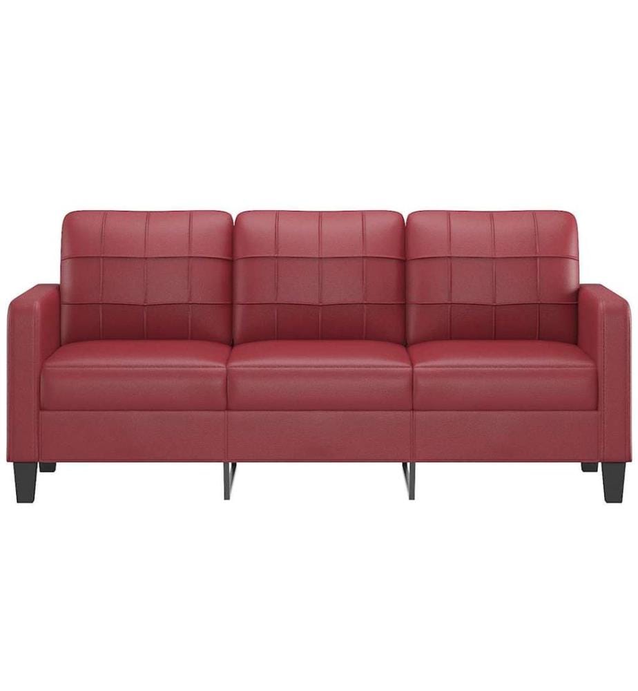 3-Sitzer-Sofa Weinrot 180 cm Kunstleder
