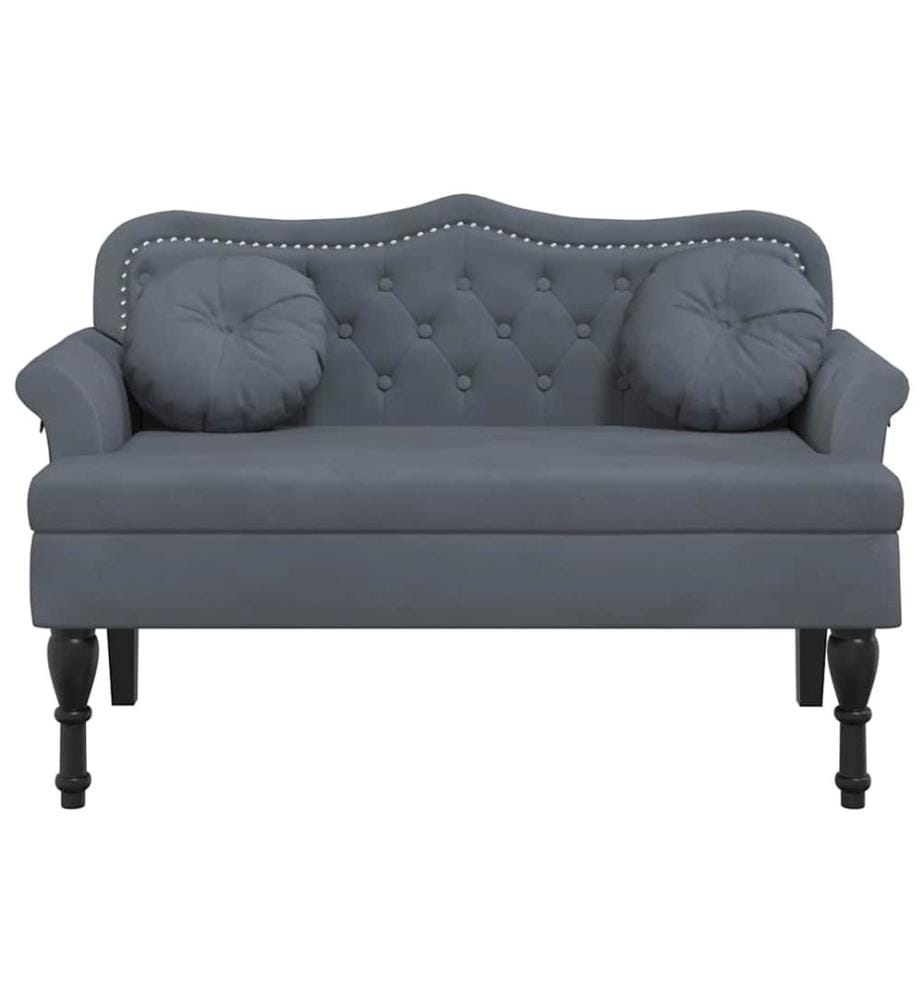 Banc avec coussins Gris foncé 120,5x65x75 cm Velours
