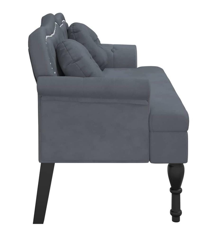 Banc avec coussins Gris foncé 120,5x65x75 cm Velours
