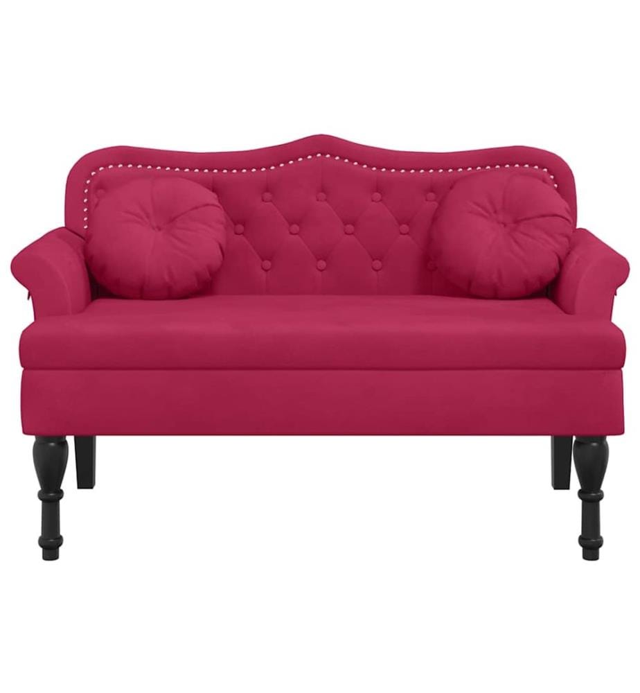 Sitzbank mit Kissen Weinrot 120,5x65x75 cm Samt