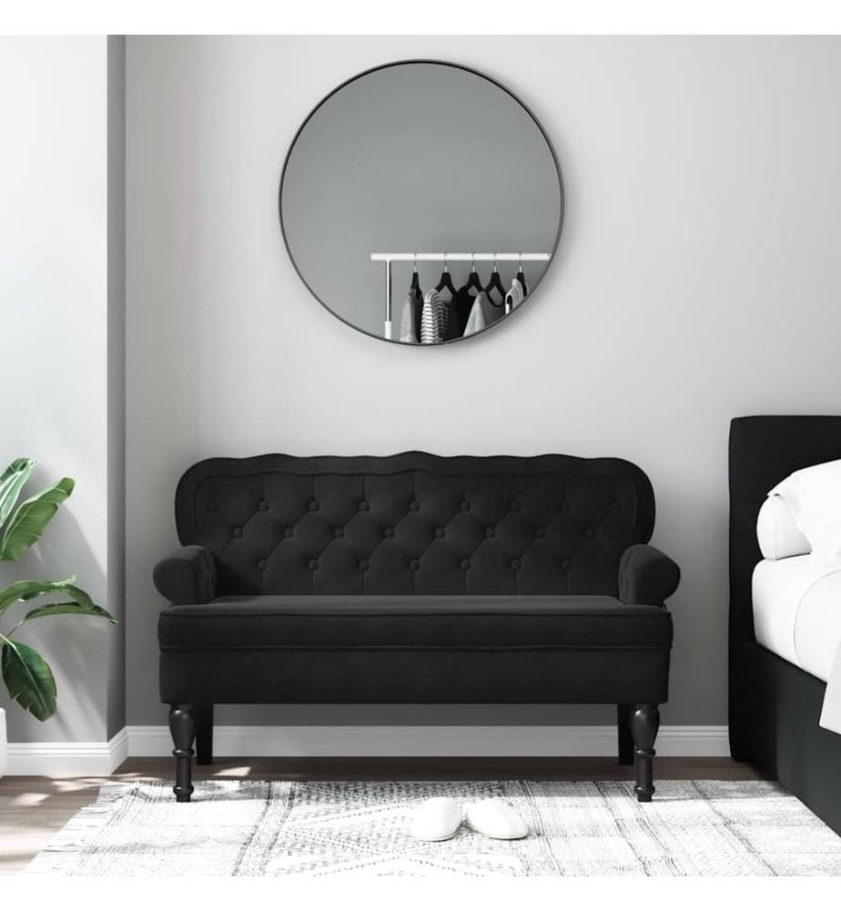 Bank mit Rückenlehne Schwarz 119,5x64,5x75 cm Samt