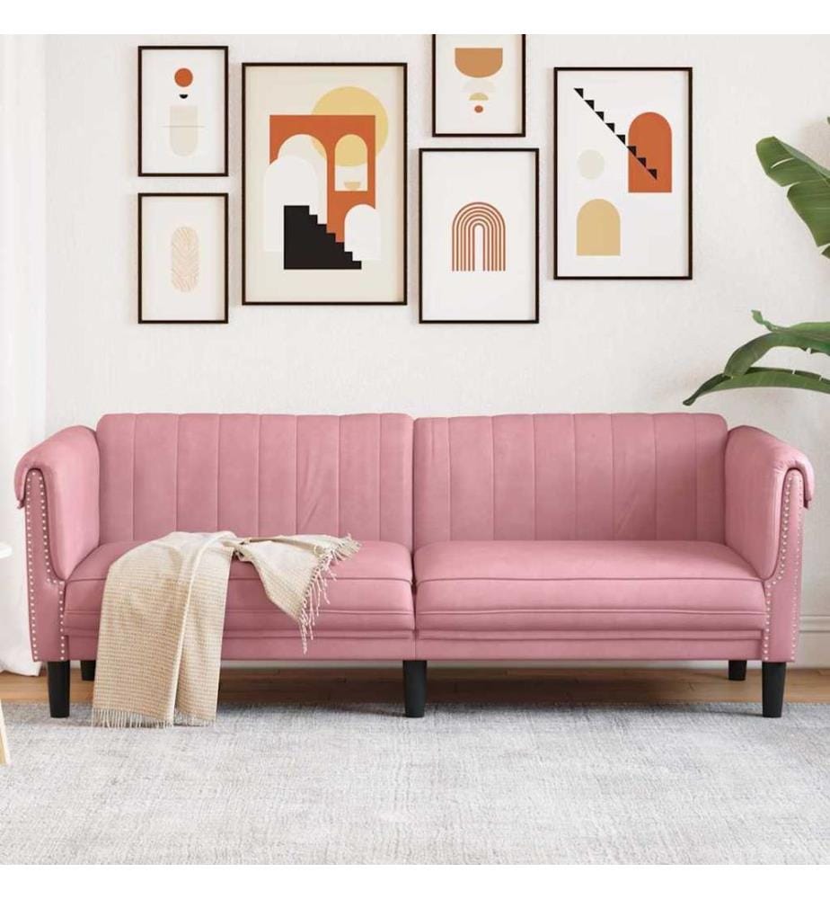 Sofa 3-Sitzer Rosa Samt