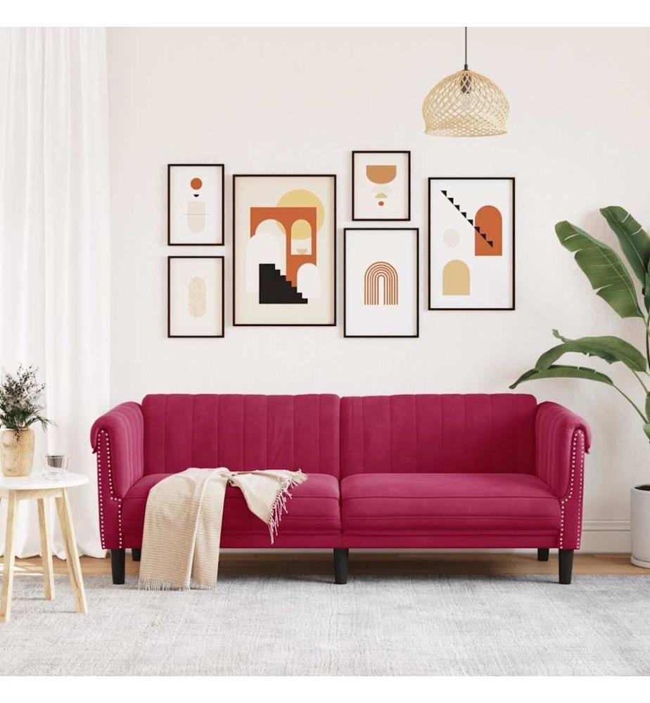 Sofa 3-Sitzer Weinrot Samt