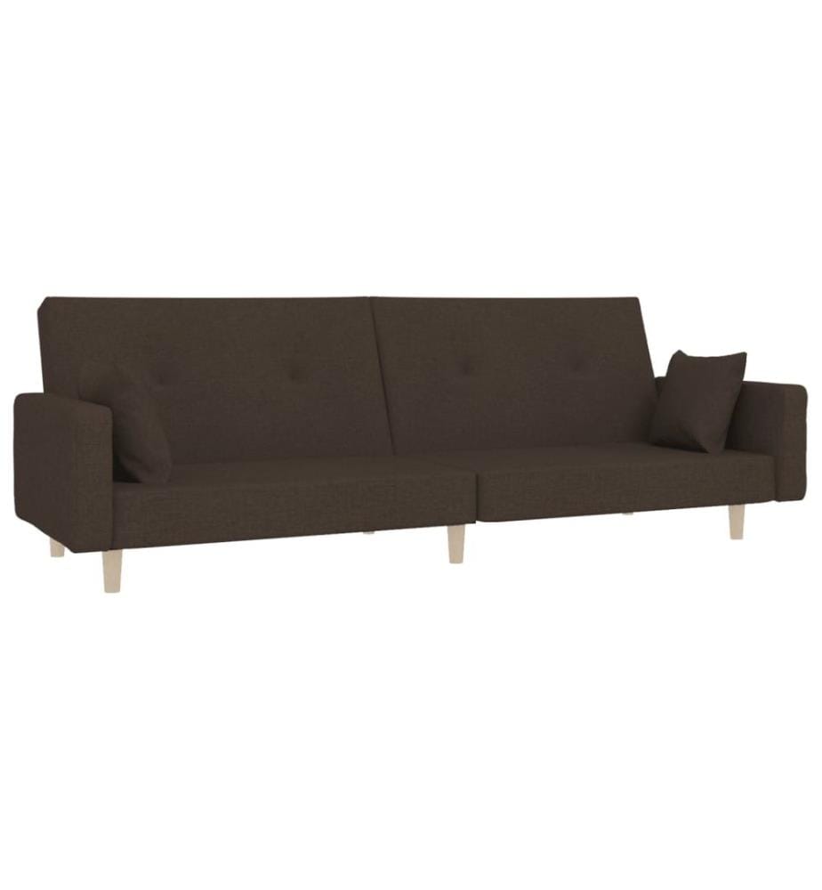 Schlafsofa 2-Sitzer mit 2 Kissen Dunkelbraun Stoff