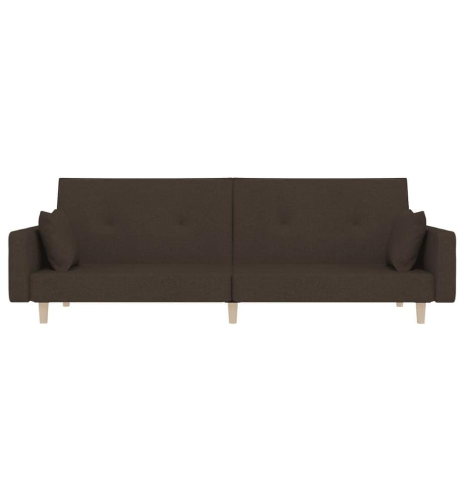 Schlafsofa 2-Sitzer mit 2 Kissen Dunkelbraun Stoff