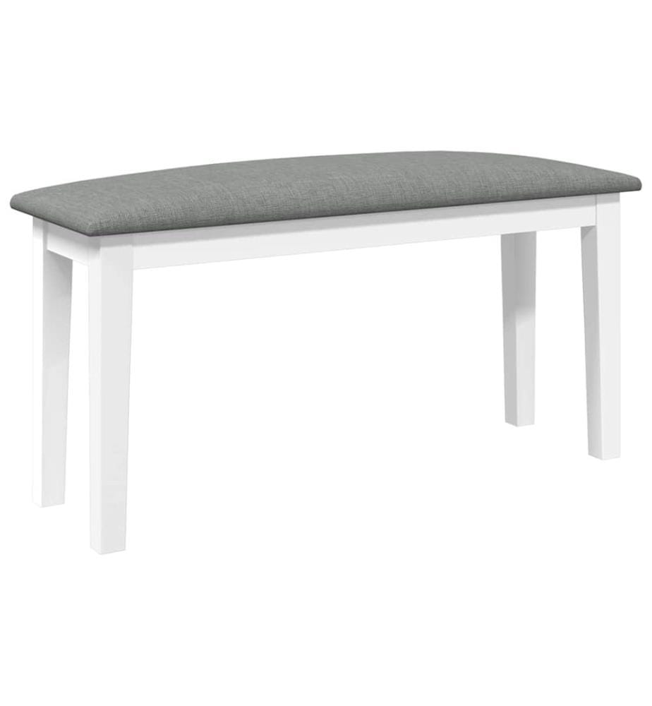 Banc 90 cm blanc bois massif caoutchouc