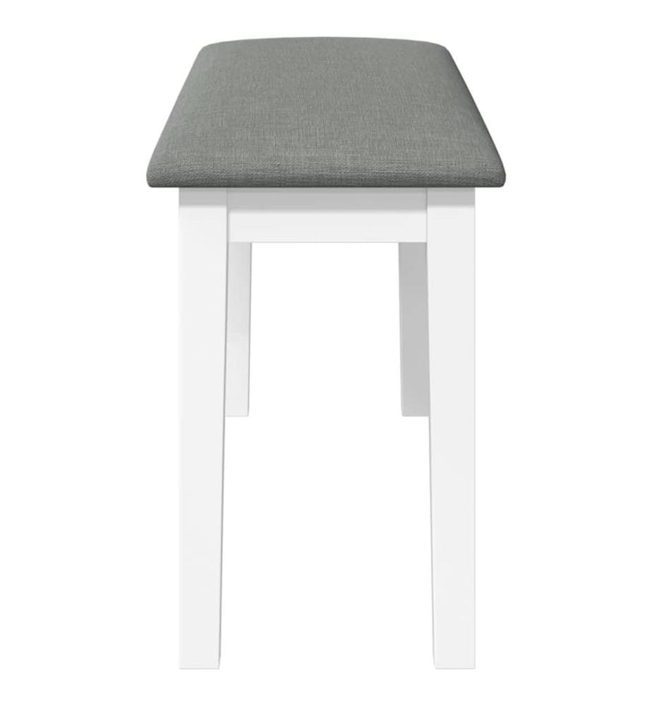 Banc 90 cm blanc bois massif caoutchouc