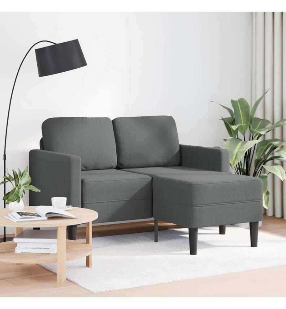 2-Sitzer-Sofa mit Chaiselongue L-förmig Dunkelgrau 125 cm Stoff