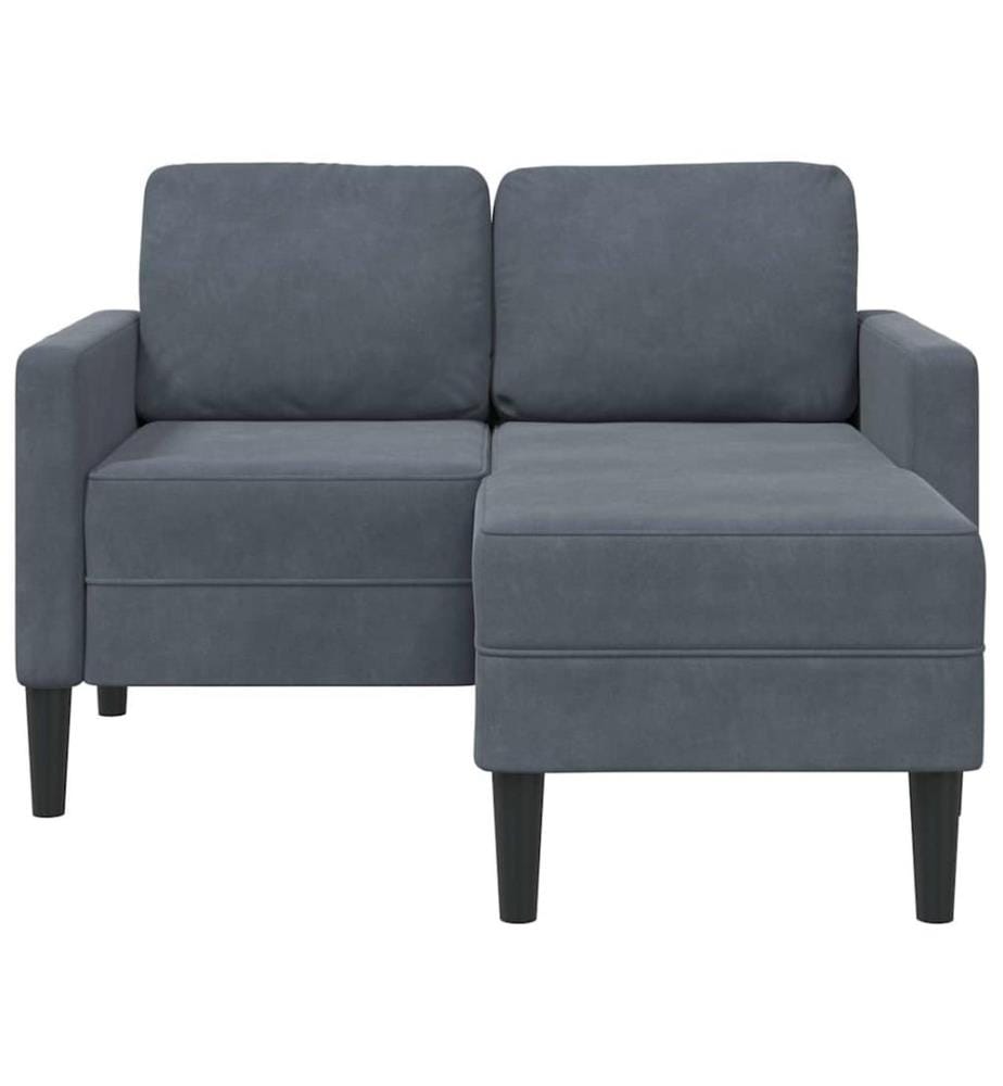 2-Sitzer-Sofa mit Chaiselongue L-Form Dunkelgrau 125 cm Samt